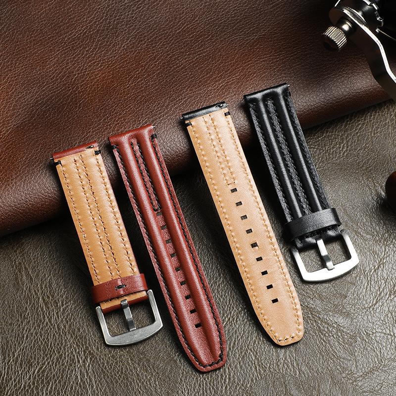 Calfskin Switch Ear Strap 20mm22mm Double Bone Three-dimensional Leather Watch Strap Personalized Accessories