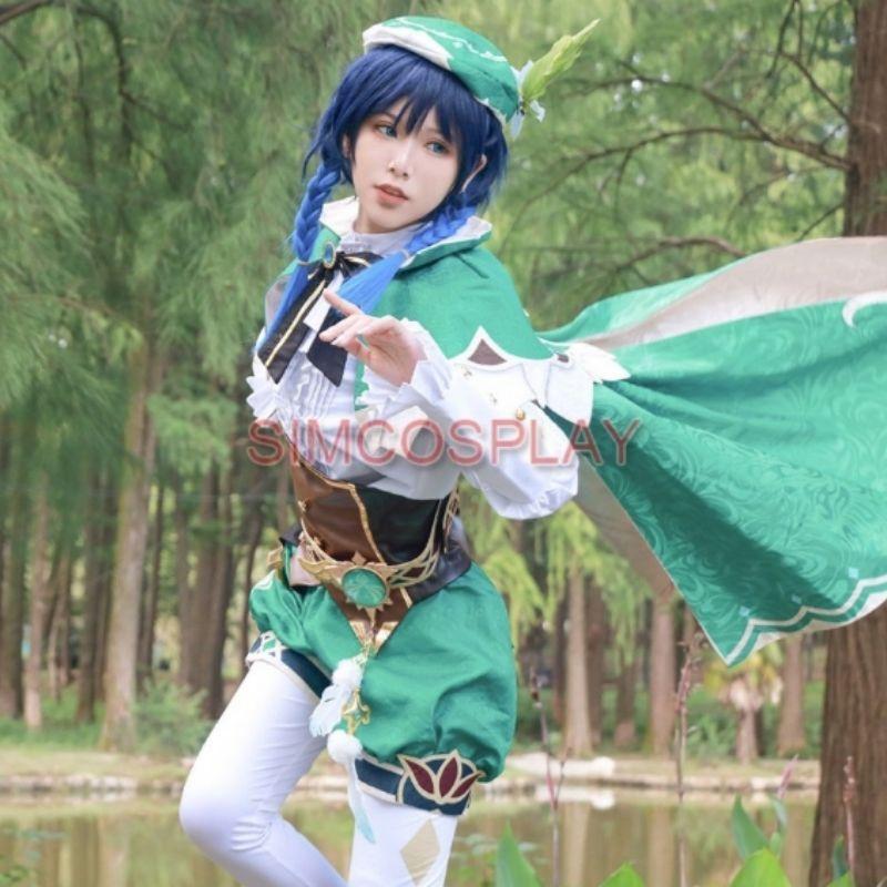 Genshin Impact Venti Cosplay Kostüm Uniform Perücke Schuhe Cosplay Anime Chinesischer Stil Halloween Kostüme Für Frauen Spiel Wendi Windy