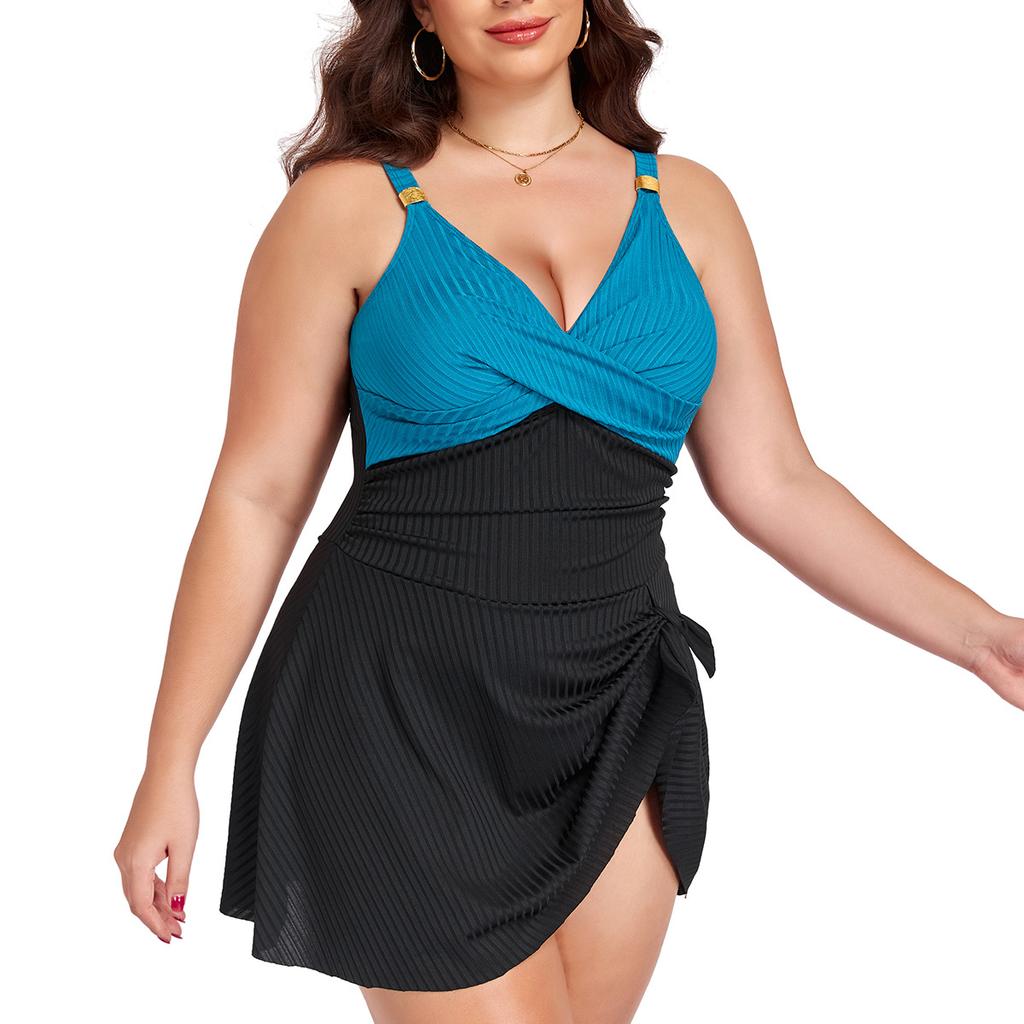 New Arrivals: Western-Style Plus-Size Swimwear — Women's One-Piece Swimsuit (Bikini Style) with Body-Flattering, Slimming Coverage