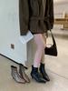 British style woven pointed-toed thin-heeled fashion boots bare boots 2025 autumn and winter new thin square-toed short boots women