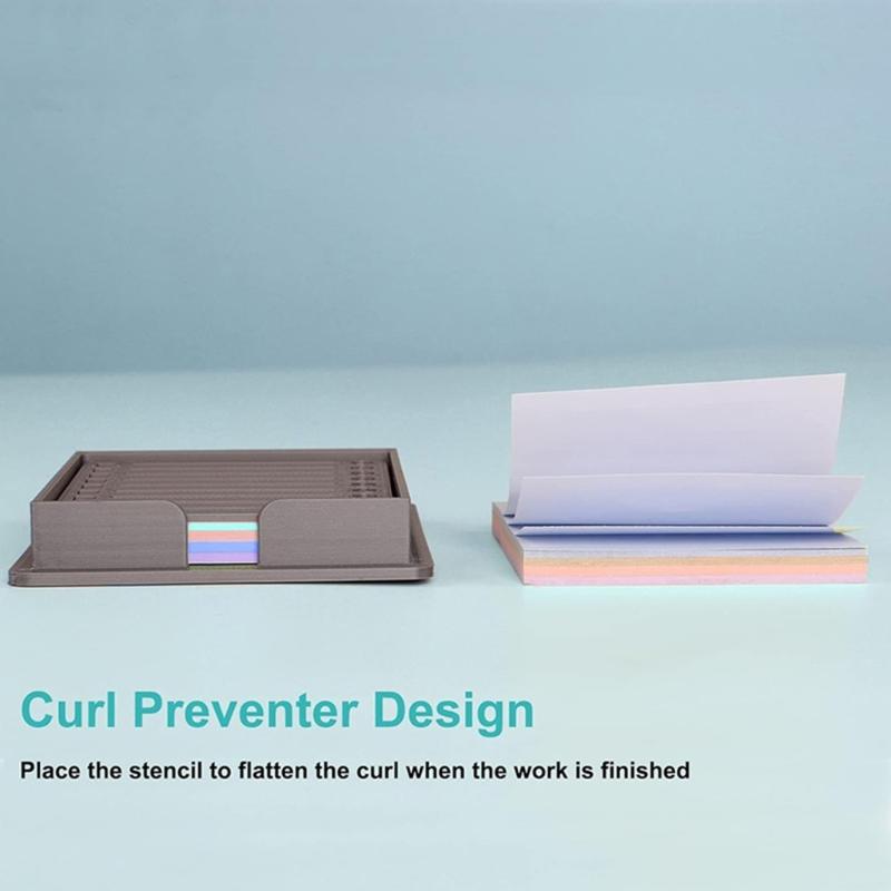 Memo Pad Organizer Sticky Note Holder with Stencil Post Note Holder Desk Organizer for Dorm Room and Office