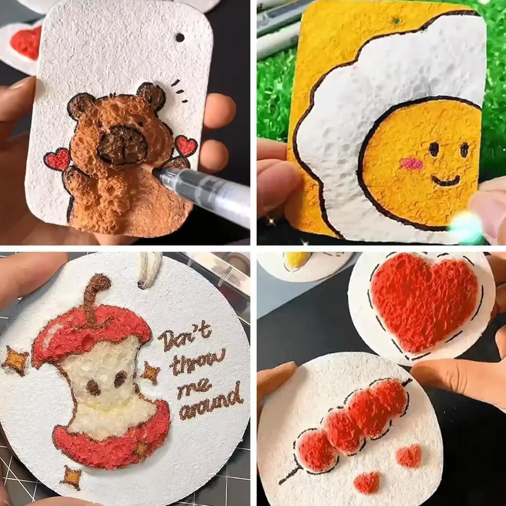 Mit Zeichenstiften Magics Textur Malset mit 10 Schaumstoff-Malpapier 12 Filzstiften DIY Blasen Zeichenstifte zum Malen Kunsthandwerk