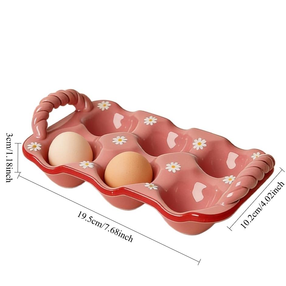 

Red Chrysanthemum Ceramic Baking Dish Dual Handle Roasting Tray for Cookies Eggs Multi-Purpose Snack Plate Oven-to-Table Gifts розовый