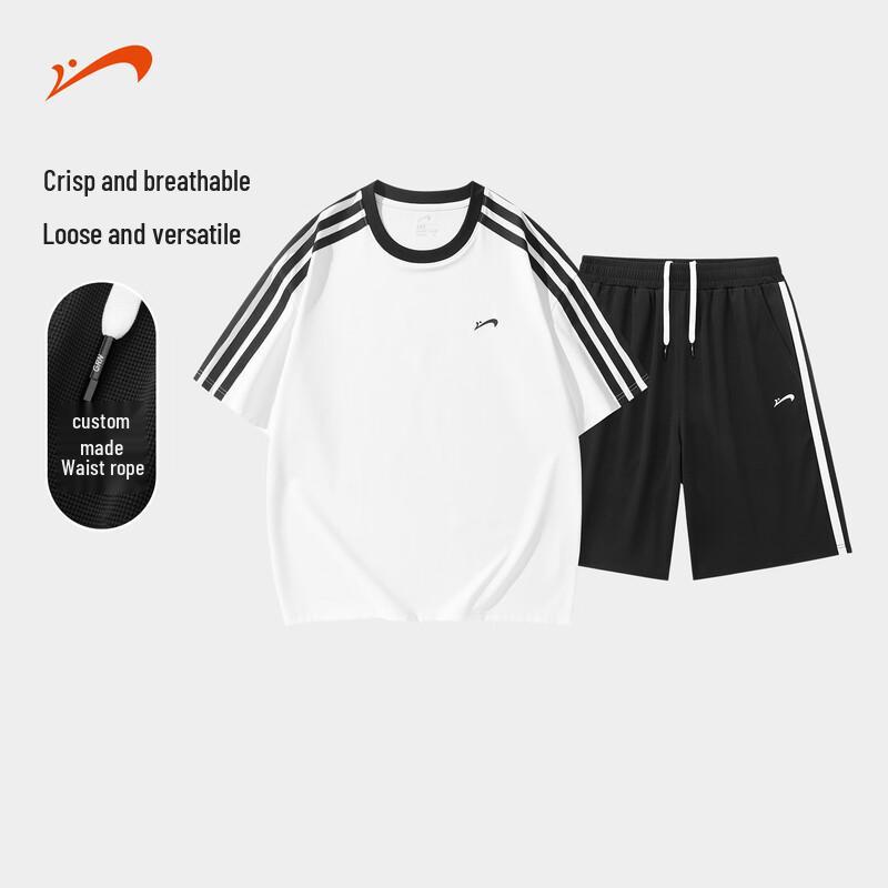 Guirenniao Men's Ice Silk Short Sleeve & Shorts Set
