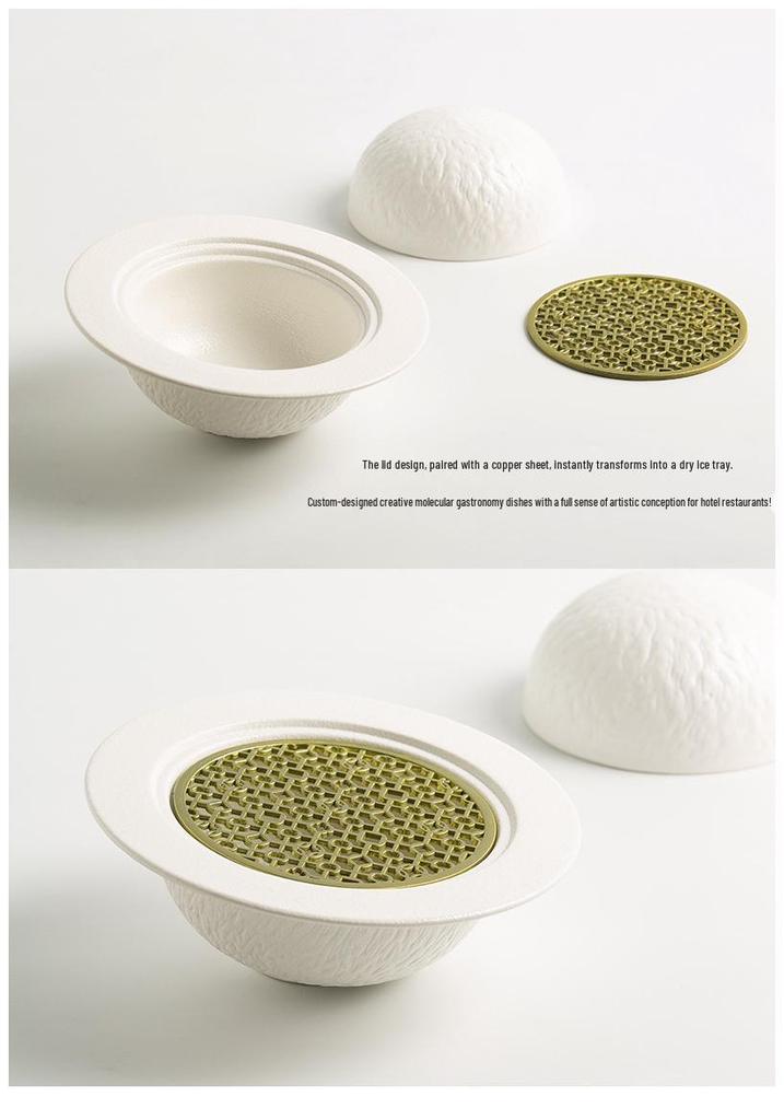 Ceramic Stewing Pot with Lid - Sea Cucumber, Abalone, and Dessert Bowl Plate for Private Kitchens and Restaurants.
