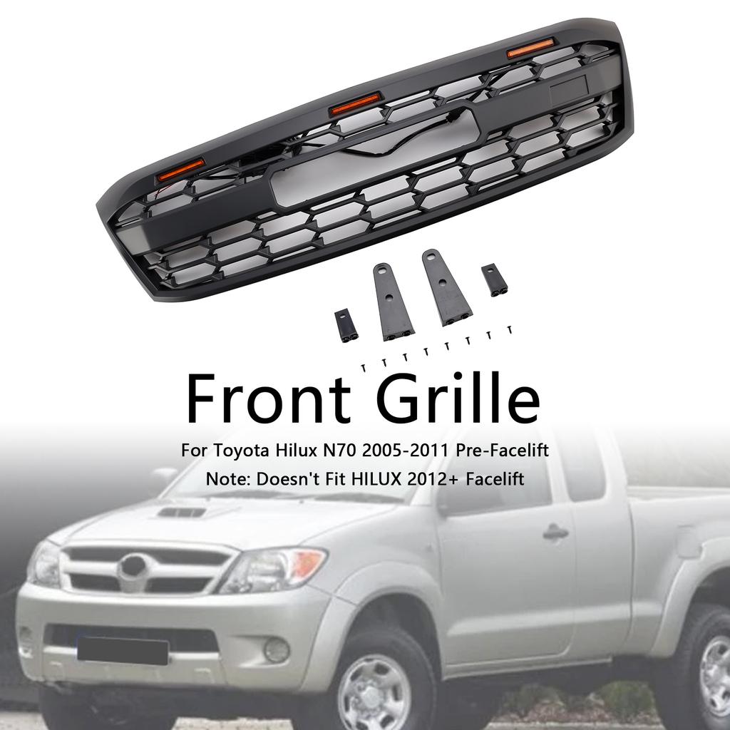 GR Stil Frontstoßstangengrill Gitter Passend für Toyota Hilux N70 2005-2011 mit LED