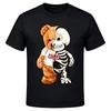 Split Teddy Bear Skeleton Hello Graphic Men T‑Shirt