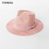Sommer Gefärbt Naturgras Bogen Panama Jazz Hüte Damen Strand Lässig Fedora Outdoor Sonnenschutz Designerhut Derby Party Individuelle Kappe