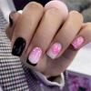 24Pcs Short French Press On Nails Pink Glitter Pearlized Fake Nail Tips Cute Natural Sweet