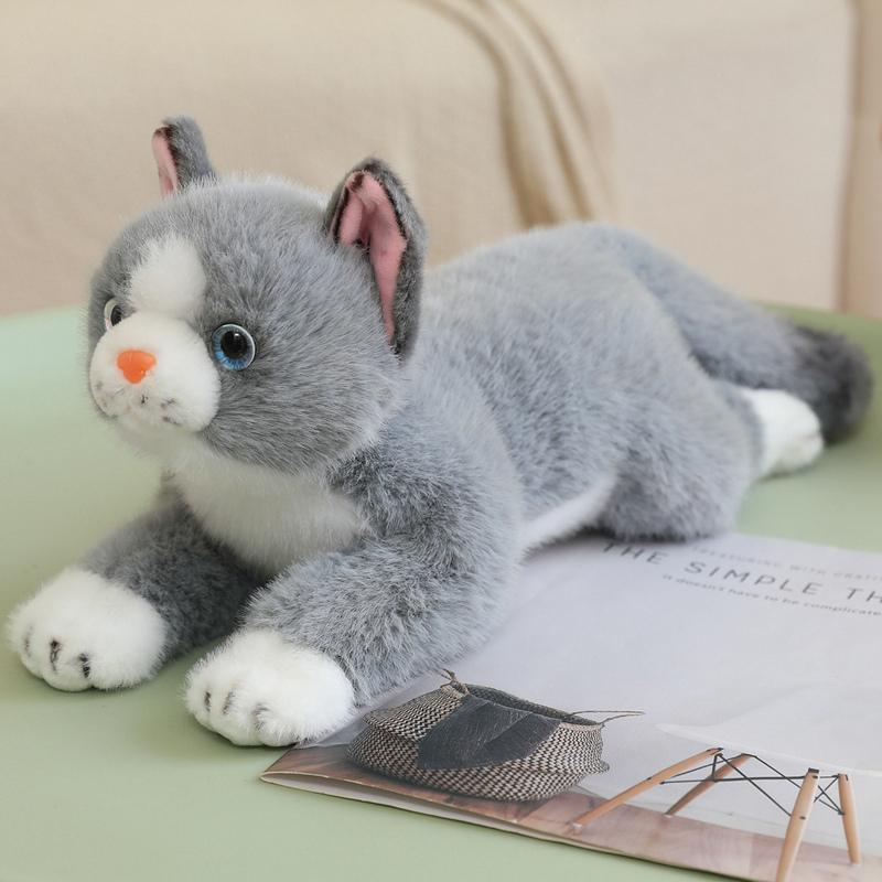 40cm Flauschiges Katzen-Stofftier Gefülltes Orange Grau Schwarz Weiß Braun Kätzchen Liegendes Tierpuppe Wie Echte Plüschtiere Begleiter Geschenk Lying 40cm