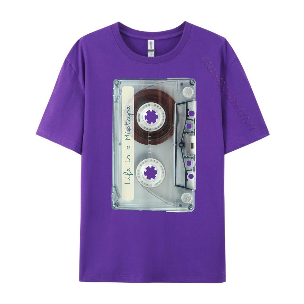 Life Is A Mixtape Old School Tape Cassette Printed T-Shirt Male T-Shirt Graphic Cotton Short Sleeve