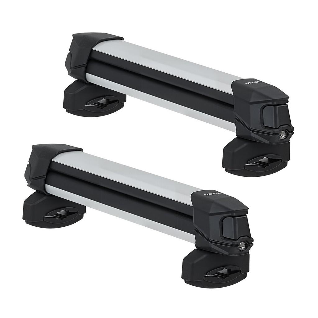 Ski & Snowboard Roof Rack, Carry up to 4 Pairs of Skis or 2 Snowboards, 2 PCS Aluminum Universal Car Roof Rack Top Holder with Lock & Rubber Padding,