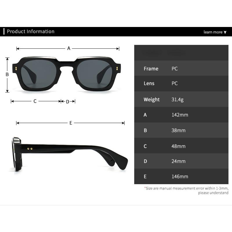 Midnite Star Ins Popular Fashion Square Rivets Men Sunglasses Vintage Punk Gradient Women Trending Light Blue Sun Glasses Uv400