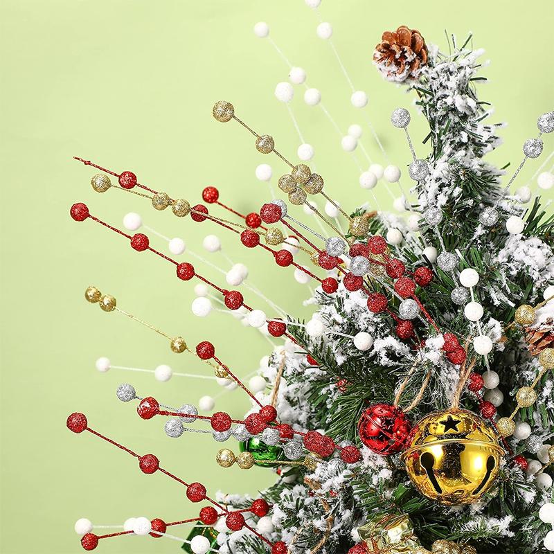 50Pc/Pack Glitter Christmas Berry Artificial Foam Flowers Christmas Tree Decor for Home Wedding Decor DIY Wreath Accessories