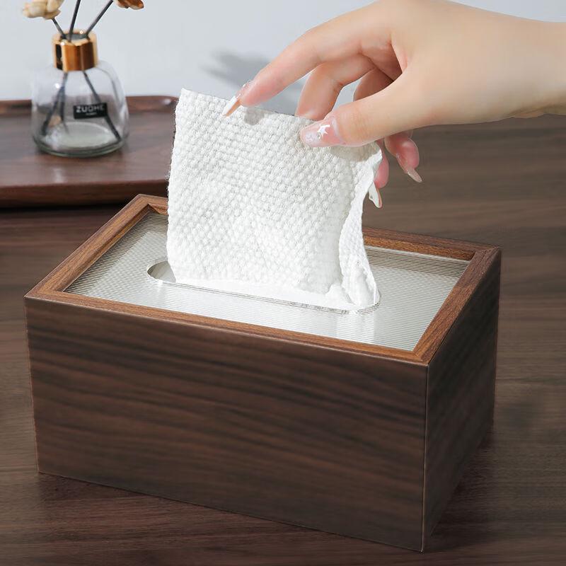 Light Luxury Walnut Wood Grain Tissue Box