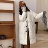 Lapel medium and long down jacket for women's winter new single-breasted buckle thickened over-the-knee white duck down jacket large size