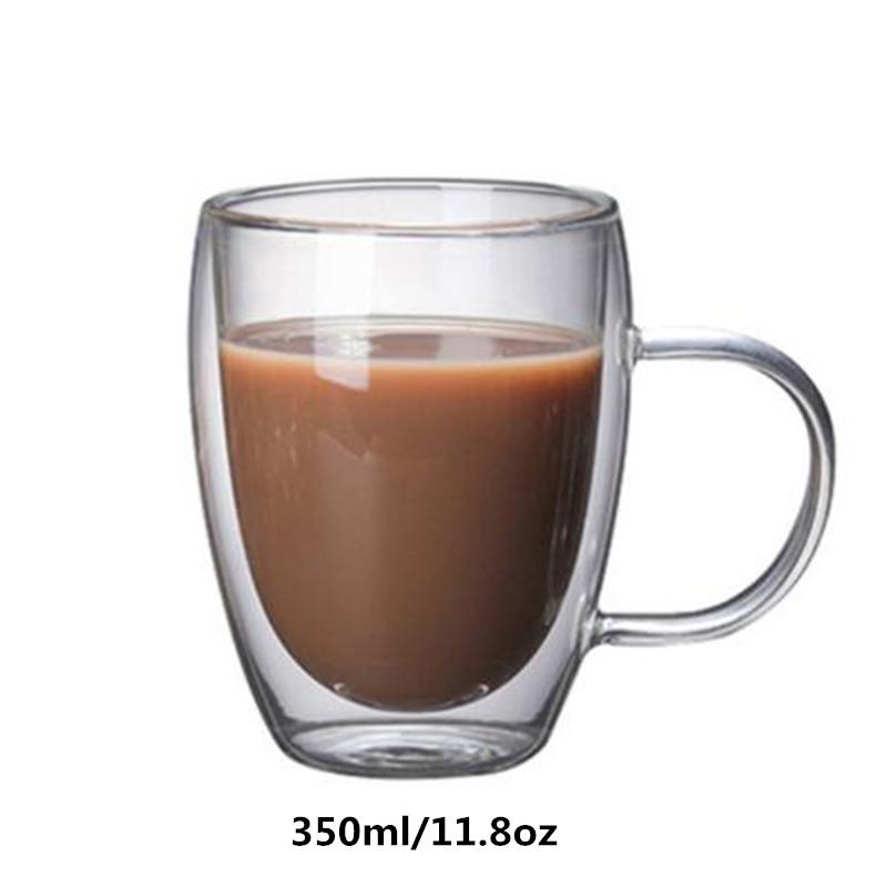Double Wall Glass Cups Espresso Coffee Mugs Heat-Resistant Transparent 80/250/350/450ml with Double Bottom for Home & Kitchen