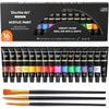 Shuttle Art Acrylic Paint Set 16 Colors with 3 Brushes, 12ml Tubes, Quick-Dry, Durable