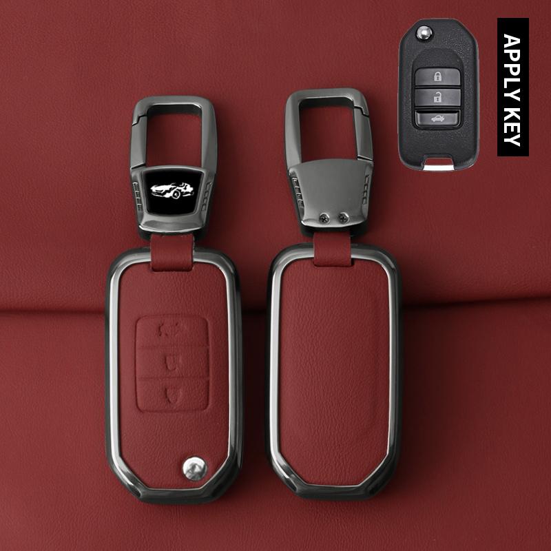 Interior Mouldings Metal Leather Car Key Case Cover For Honda Civic HRV CRV XRV CR-V Crider Odyssey Pilot Fit Accord Protect Key