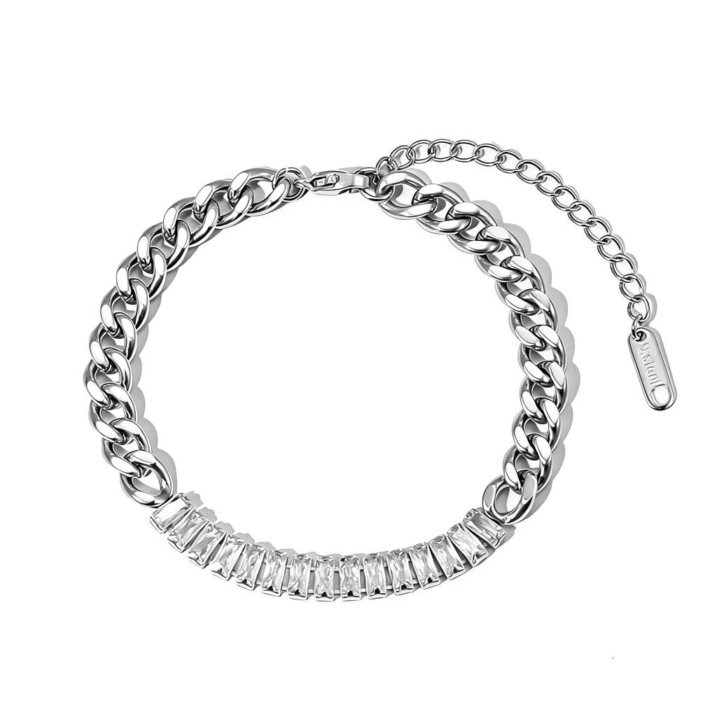 18K Gold PVD 316L Stainless Steel Waterproof Non-Tarnish Zircon Beach Jewelry Necklace Bracelet Factory Direct