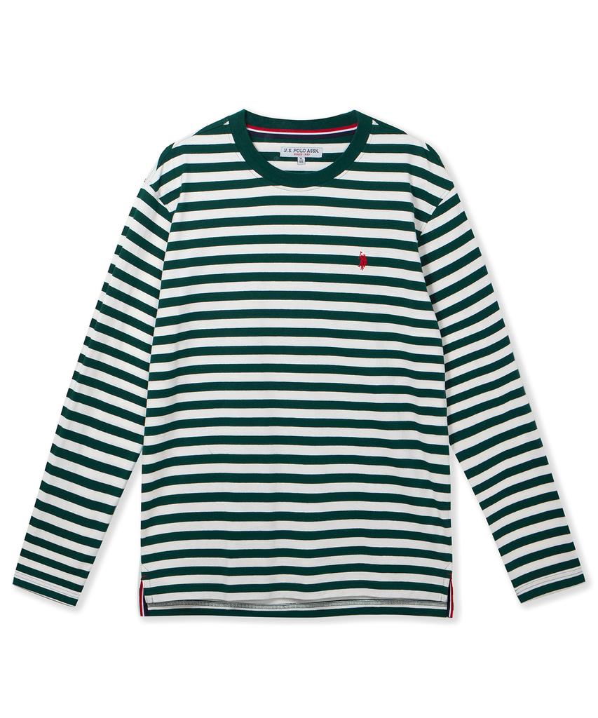 USPOLOASSN Cotton Round T-Shirt_Green Stripe