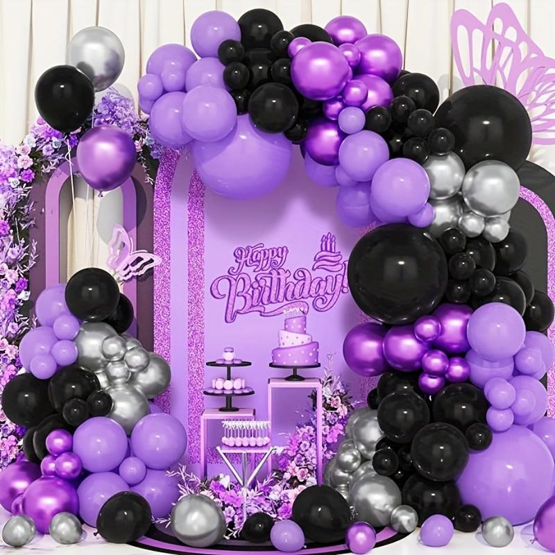 Black Purple and Metallic Lavender Silver Balloon Arch Kits Perfect for Movie-themed Parties Birthdays Anniversaries Decorations