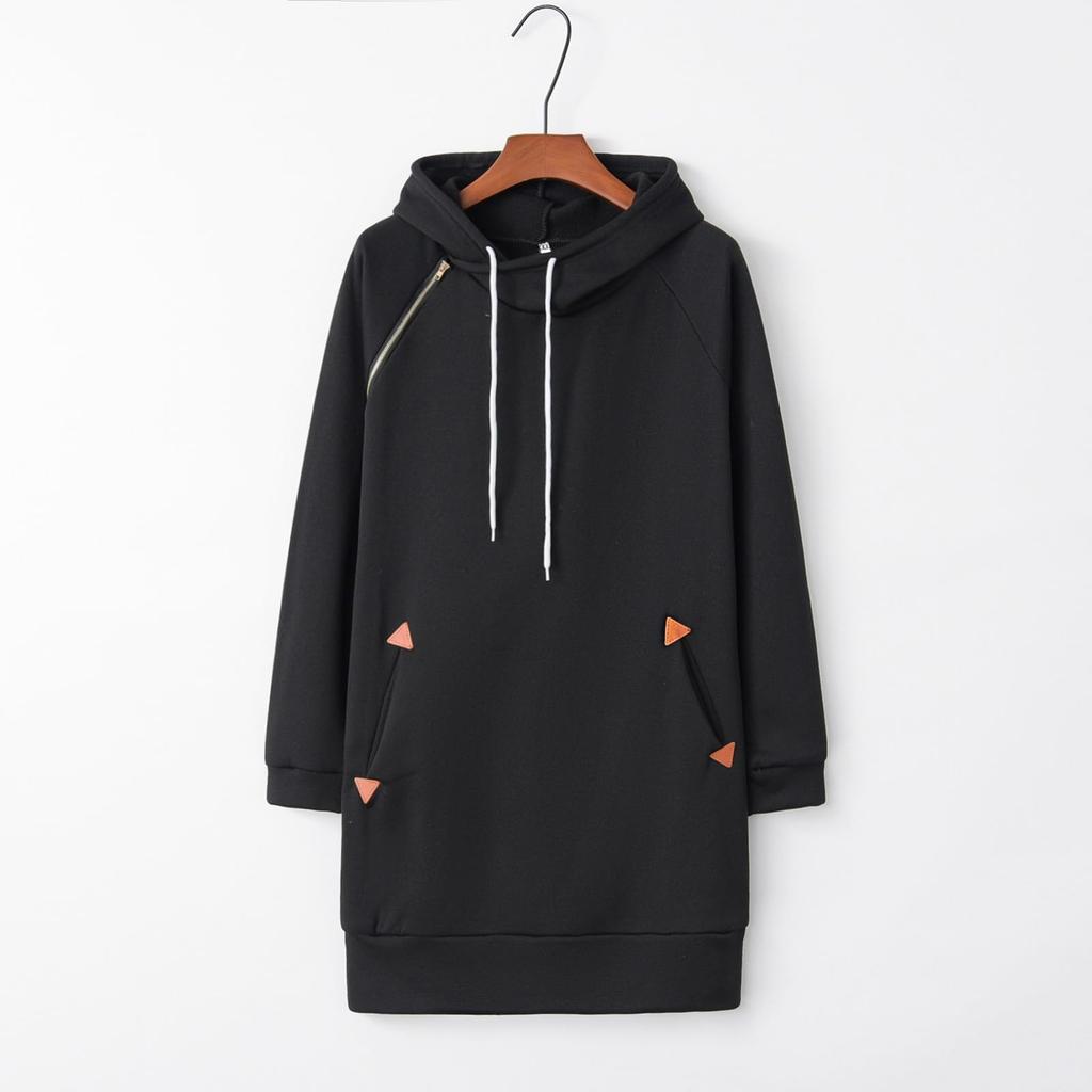 Women's Casual Hooded Zip-Up Sweatshirt Tunic for Everyday Wear