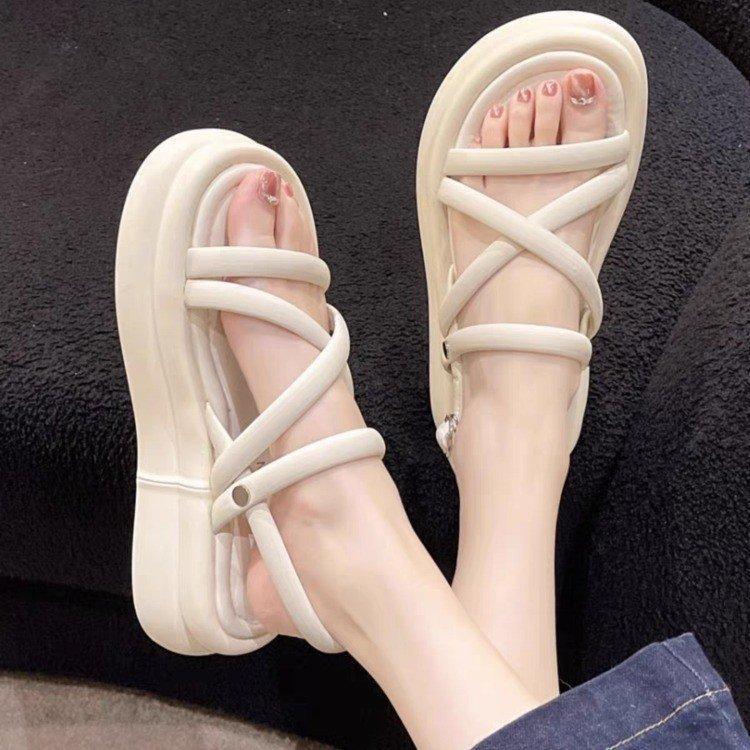 Platform Muffin Sandals Women Summer Wear Internet Celebrity Beach Shoes Fashion Versatile Non-slip Small Fragrant Roman Shoes