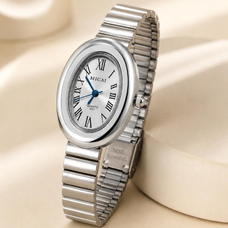 Fashion Gold Oval Ladies Watches Luxury Stainless Steel Strap Women's Quartz Wristwatches Minimalist Elegant Watches for Girls