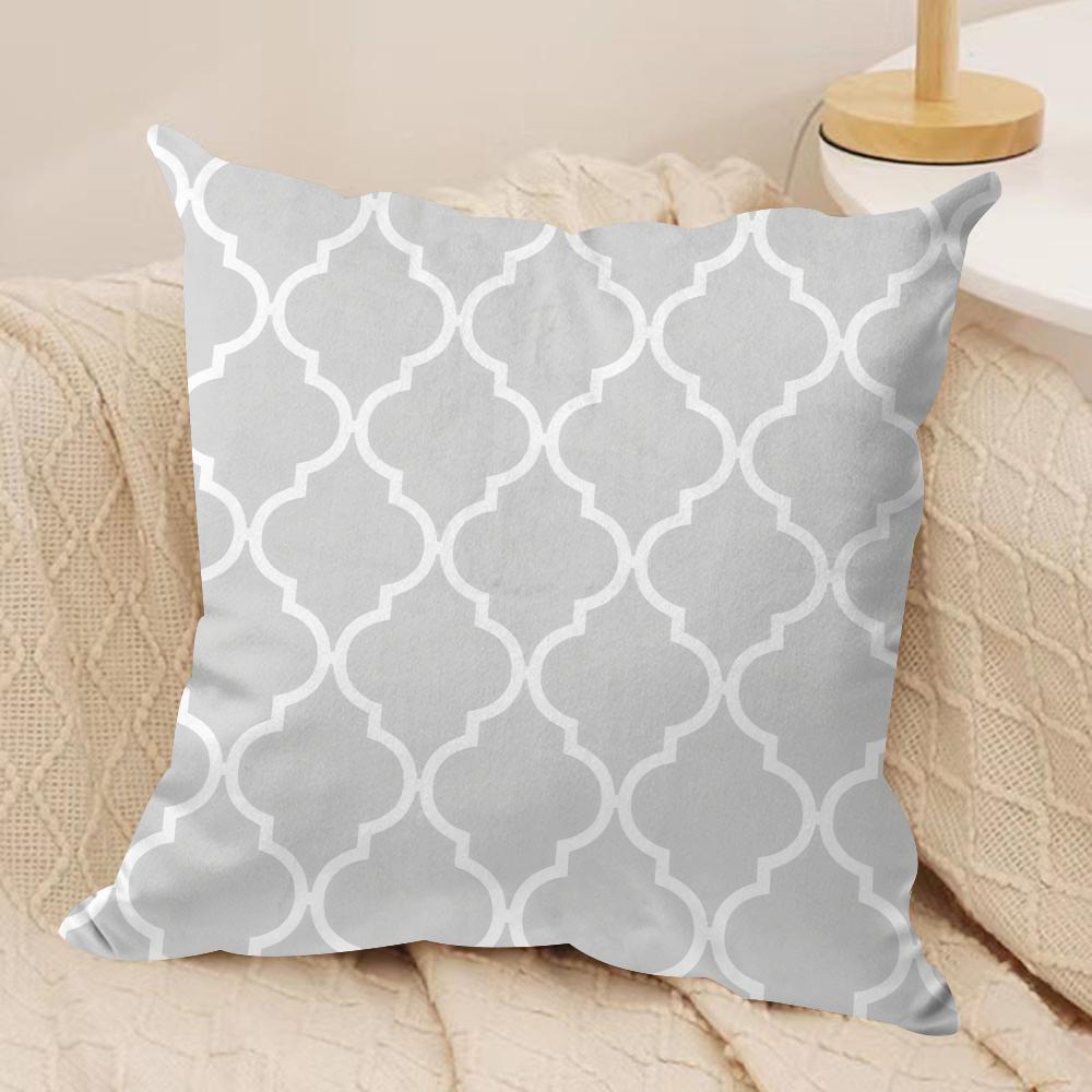 Gray Nordic Geometry Cushion Cover Soft Plush Fabric DoubleSided Printed Cushion Covers for All Seasons Modern HomeDecor Gift