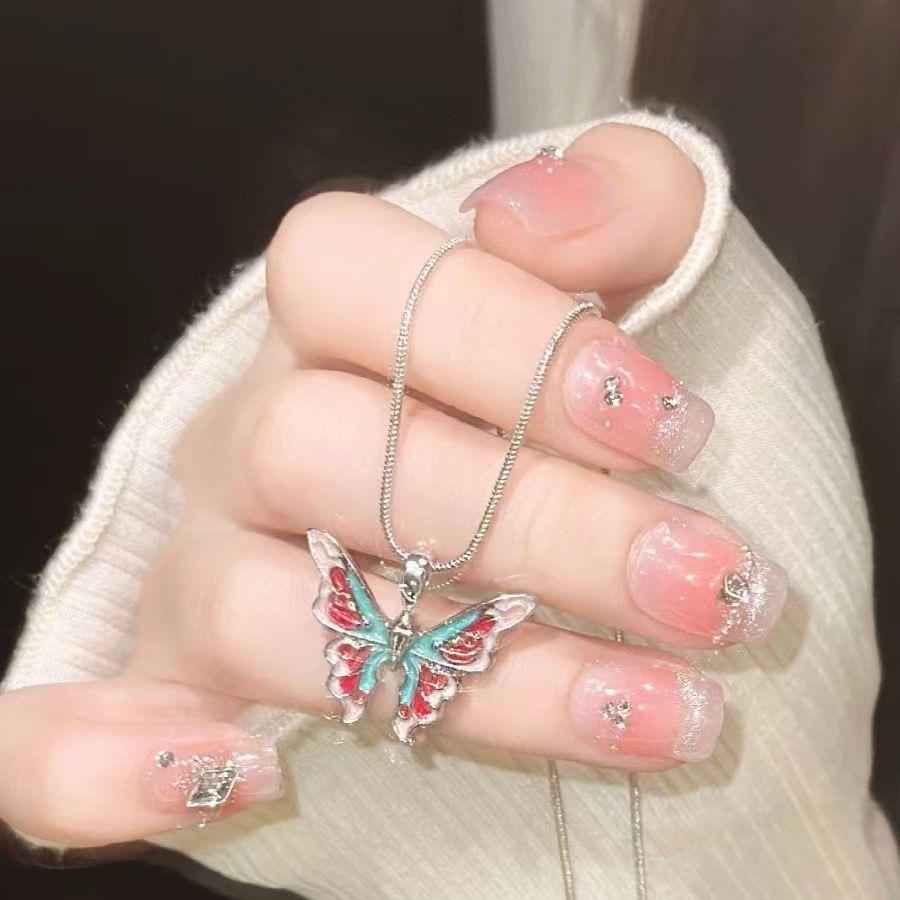 Break the cocoon into a butterfly 6-piece set~ Ice through butterfly necklace female niche design collarbone chain exquisite high-value necklace