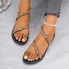 Fashion Ladies Shoes 2025 Summer Plus Size Open Toe Women's Sandals Outdoor Bling Casual New Comfortable Daily Beach Flat Thong Sandals