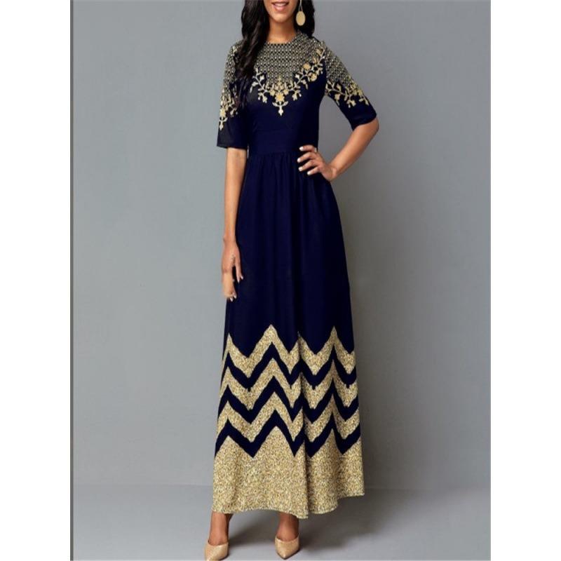 QICED Fashion Summer Spring Short Sleeve O-Neck Casual Dresses