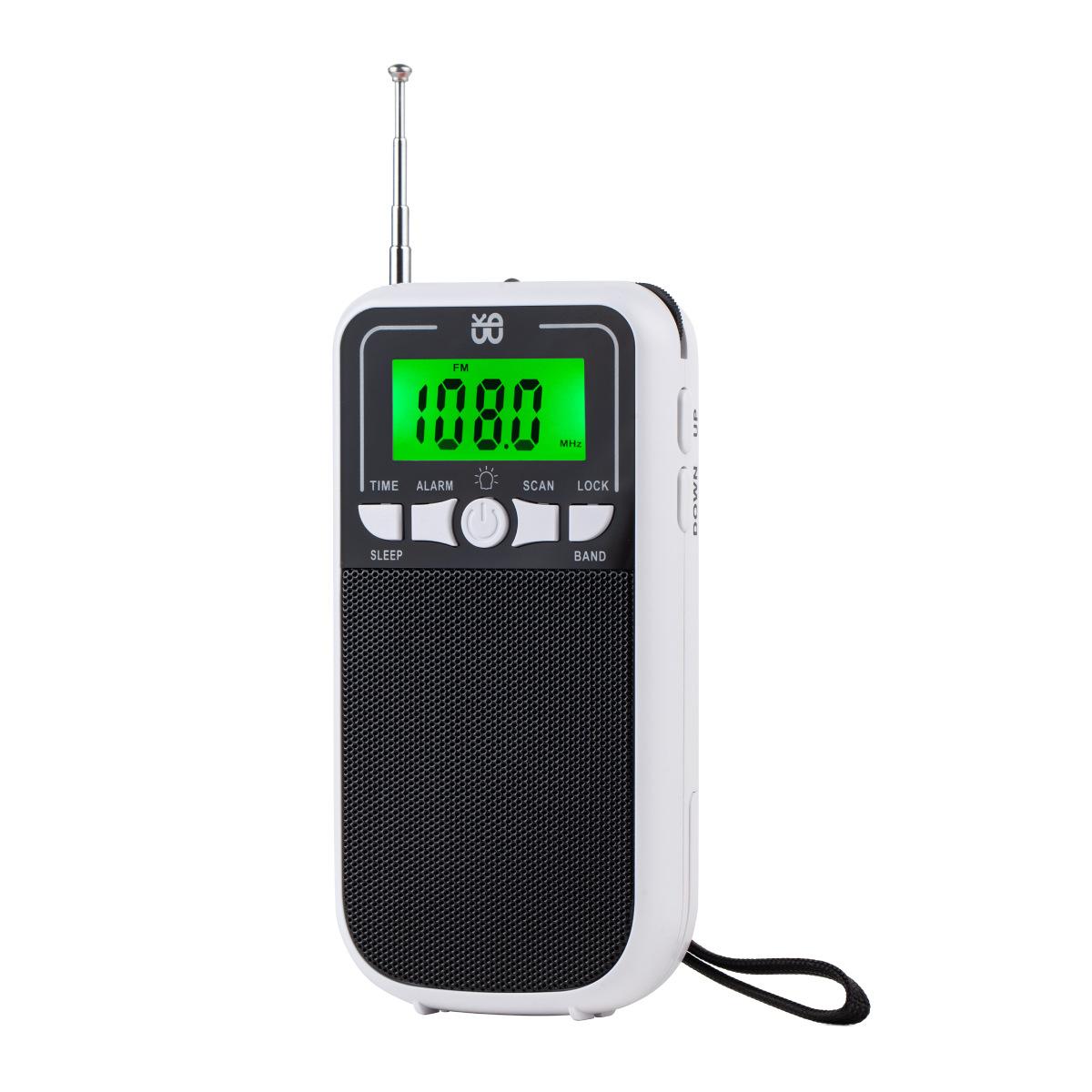 

Mini Portable Radio Pocket FM/AM/SW DSP Radio Receiver Built-in Speaker with LCD Backlight Display Alarm Clock Support Timed off білий