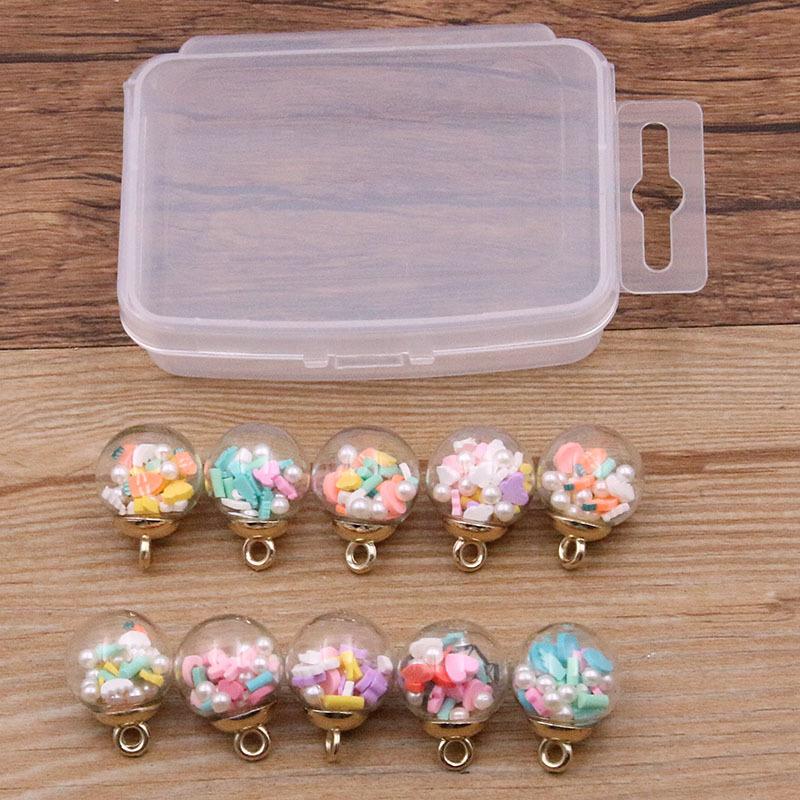 Z86 10Pcs Cute Mix Glass Bottles Milk Tea Cup Ball Earring Charms Diy Finding Keychain Bracelets Pendant For Jewelry Making Gift