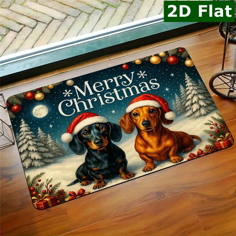 Country Red Truck Wood Grain Anti Slip Front Porch doormat Wreath Bauble Pine Tree Wonderful Year Xmas Seasonal Entryway Mat