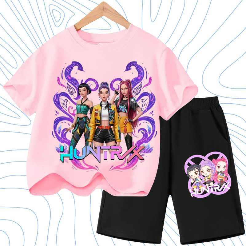 

Summer Girls Casual T Shirt Sets Cartoon Printed Kids Fashion Outfits Children s O Neck Short Sleeve Tops Shorts 2pcs 100