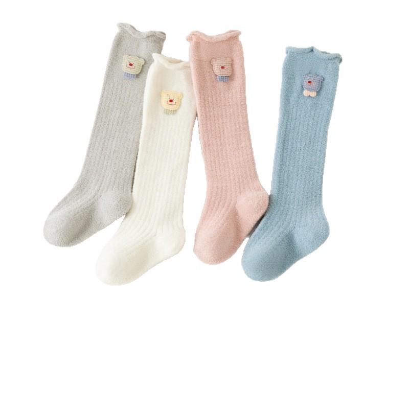 Coral Fleece Infant Knee-High Socks: Newborn Warmth & Comfort