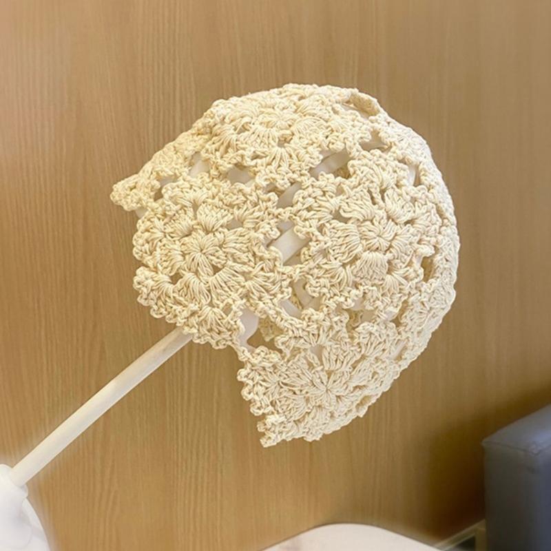 Fashion Hollowed Skull Hat Handmade Crochet Beanies Hat Flower Pattern Pullover Hat for Women Girl Various Occasion