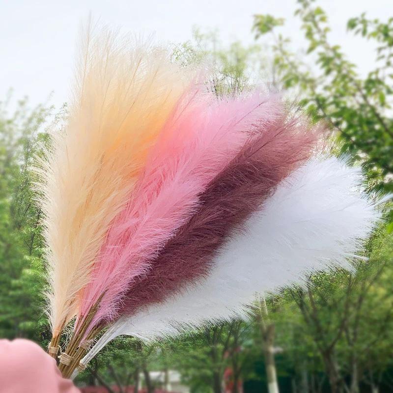 3pcs Large Artificial Pampas Grass 120cm Tall Fluffy Faux Reed Boho Home Wedding Decor Fake Flowers