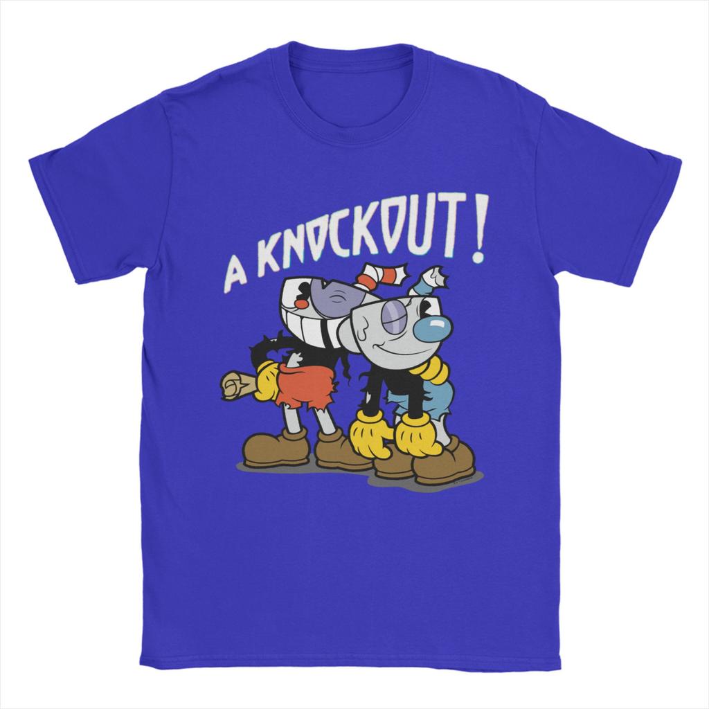 Cuphead Knockout TShirt Beach 100 Cotton T Shirts For Men Hippie Pattern Tee Shirt Short Sleeve Awesome Top Tees