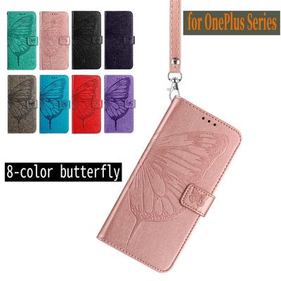 8-färgad PU-läderplånboksfodral med fjärilsmönster för OnePlus 8T,9,9R,10R,11R,Ace,Nord 2 5G,Nord 3,Nord 4,Nord CE2,CE4,Nord N10,N20,N30...