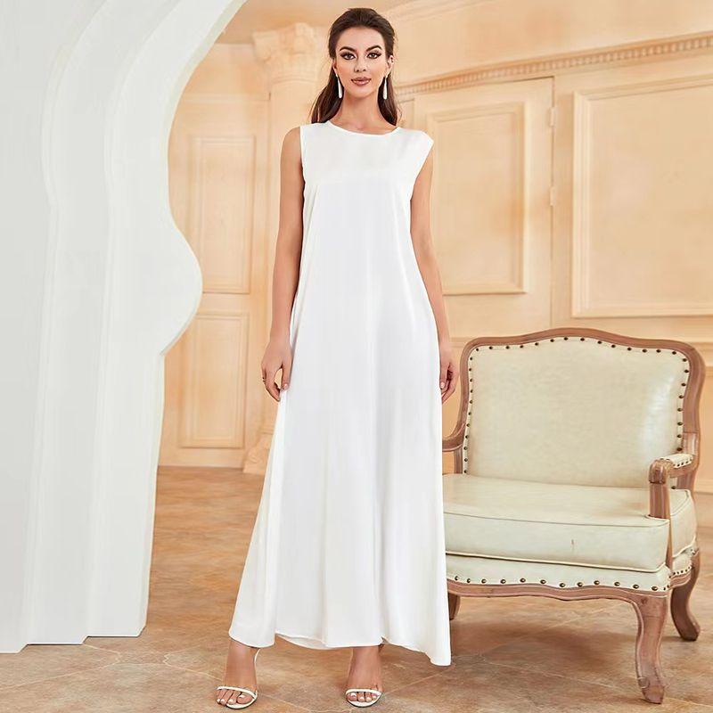 

New Fashion Wind Satin All-Match White Baggy Tank Dress Elegant Dress Female Loose Tank Dress White S