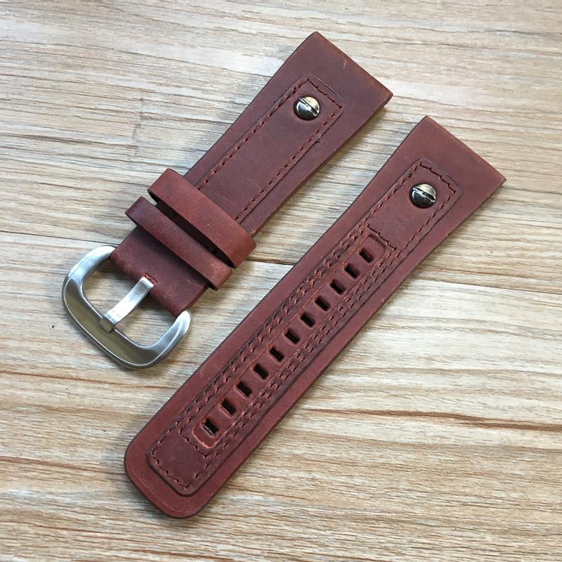 Handmade Personality 28mm Black Brown Calf Genuine Leather Wrist Watch Band For Seven Friday Strap Belt Bracelet With Rivet