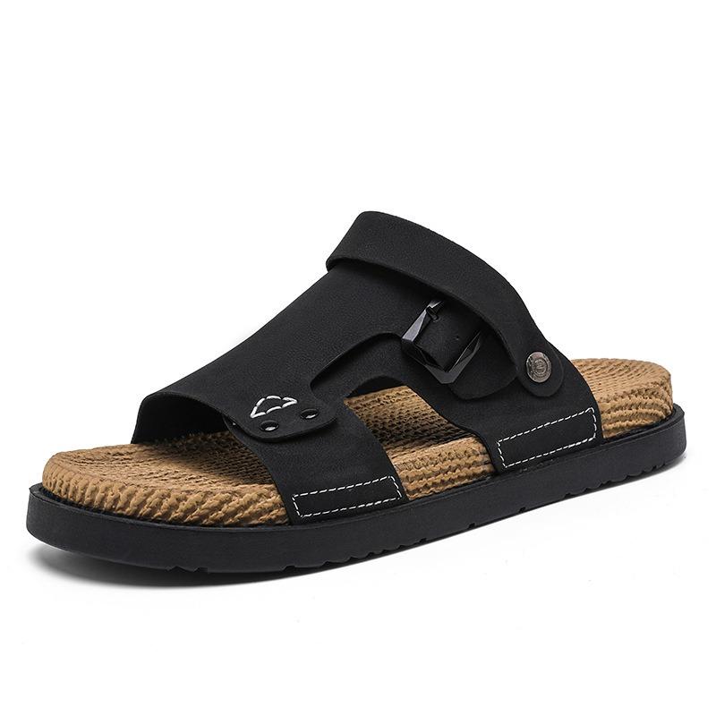 Light luxury men's summer 2 new soft bottom strap heel slippers trendy outer wear trendy brand