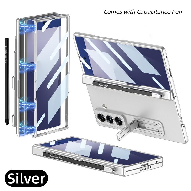 Fashion Hinge Protect Full Body Pen Slot Stand Case with Pen for Samsung Galaxy Z Fold7 With Screen Glass Film Matte Hard Cover