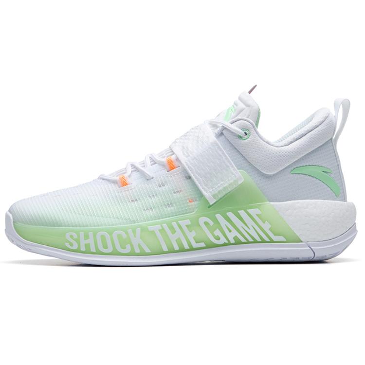 New Anta Hengsao4 Cushioning Anti Slip Wear Resistant Breathable Lightweight Rebound Low Top Basketball Shoes White Green 112231608-1