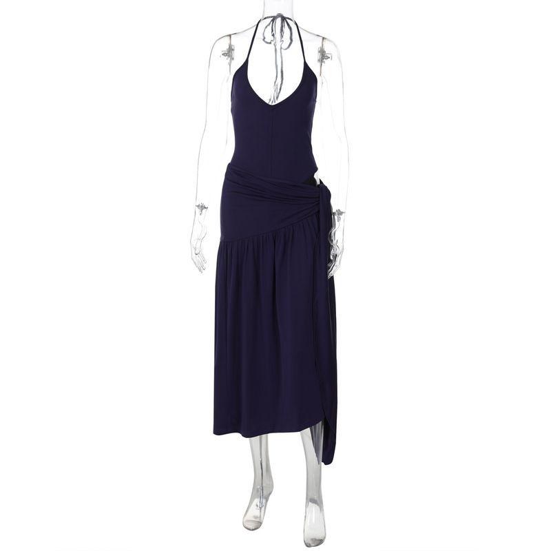 

Комбинезон с открытой шеей и комплект из полуюбки, комбинезон халтер, костюм с юбкой Navy S