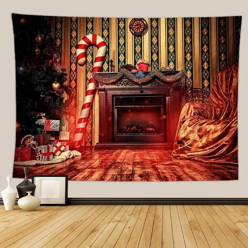 Arazzo per albero di Natale, regalo di Natale, caminetto, decorazione natalizia per la fattoria, coperta da cucina, decorazione da parete Feliz Navidad