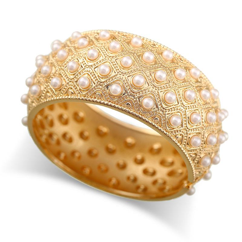 Baroque retro pattern bracelet = women s bracelet pearl wide face jewelry золотой